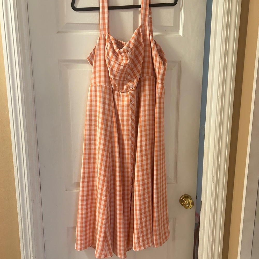 Torrid Orange Gingham Midi Dress NWT - Picture 5 of 8